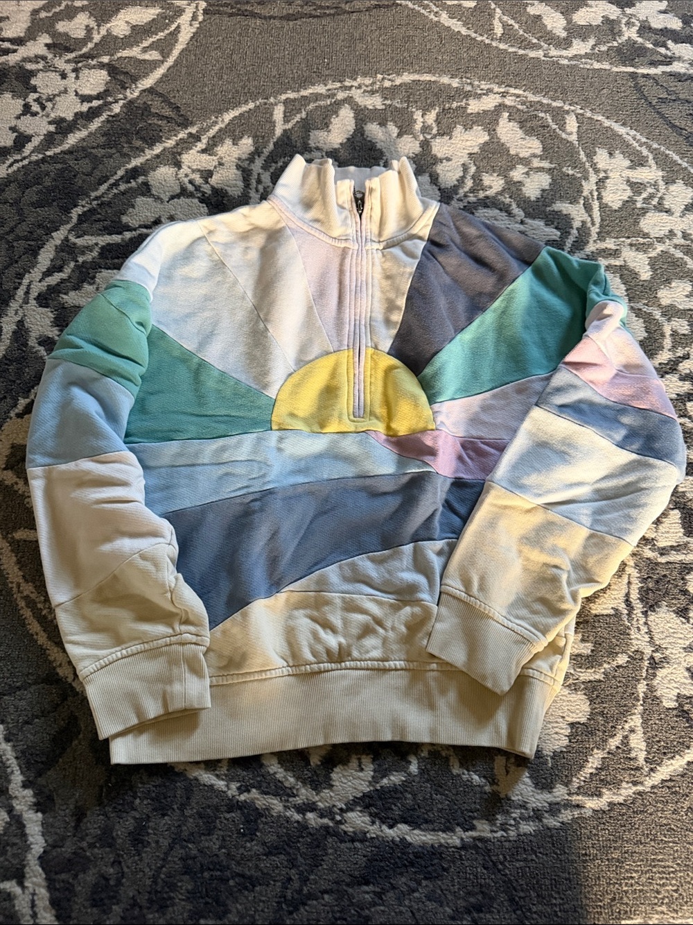Faherty Womens Pastel Sunrise Quarter-Zip Fleece Jacket - Multicolor